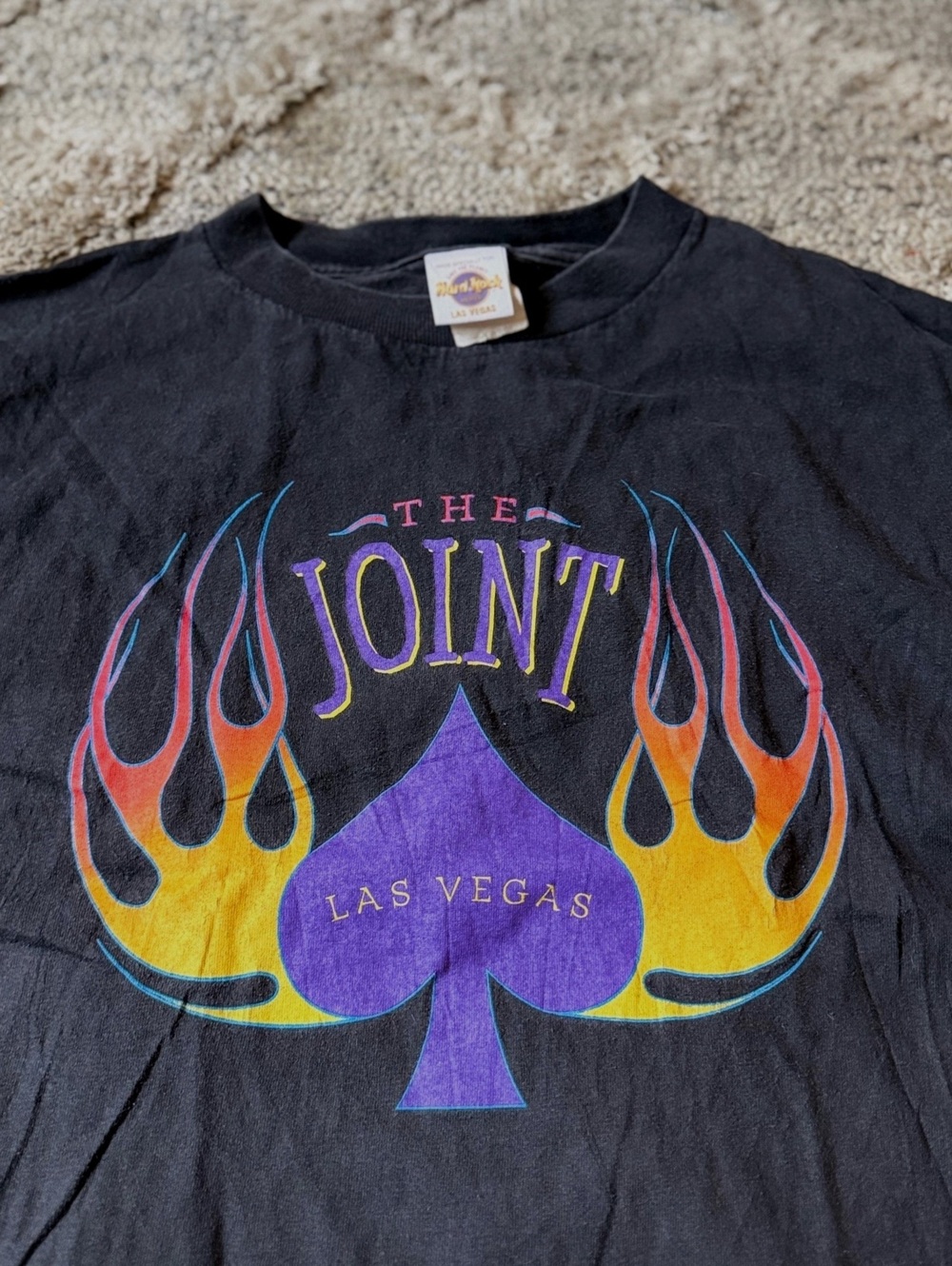 Vintage XL Black Hard Rock Hotel The Joint Las Vegas Flame Spade Graphic Tee